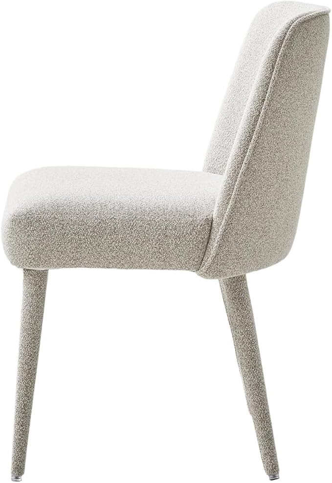 HULALA HOME Modern Dining Chairs Set of 4，Taupe Fully Chenille Upholstered Dining Room Chairs Set with Foot Peg, Solid Wood Frame, Armless Kitchen Accent Chairs for Living Room Bedroom Reception