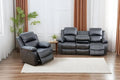 A Ainehome Living Room Furniture Set Leather Recliner Sofa Set Loveseat Chair Furniture Sofa Set for Living Room/Small Space/Rv/House/Office/Theater Seating (A-Black Leather, Sofa+Chairs)