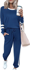PRETTYGARDEN Women Fall 2 Piece Lounge Outfit Long Sleeve Tops High Waisted Jogger Pants Set Spring Travel Clothes Tracksuit
