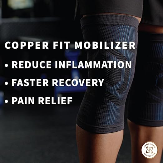 Copper Fit Mobilizer Knee Sleeve – ProSeries with Removable Side Stabilizers Knee Support for Advanced Recovery – Mobility, Knee Pain, Swelling, Inflammation, Circulation, Arthritis, Tendonitis (S/M)