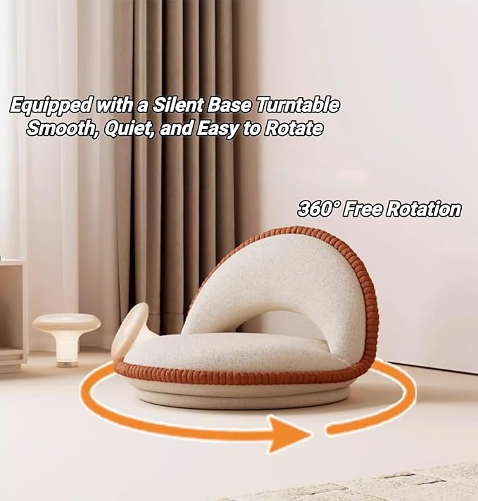 360° Rotatable Tatami Floor Chair, Foldable Legless Seat with Cushion Back Support, Low Floor Chair for Meditation, Bay Window & Living Room(Green)