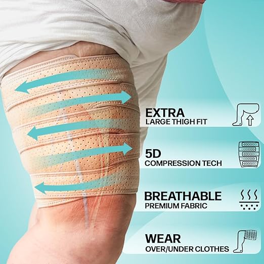 Beltwell® Adjustable Thigh Compression Wrap for Swollen Legs, Lymphedema, Varicose Veins, Lipedema, Edema, Circulation, Heaviness, Post-Surgery & Blood Clots – Muscle Recovery, Pain Relief, Circulation & Mobility – Support for Men & Women