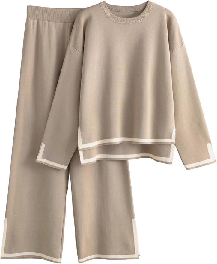 YOKGO Petite Lounge Sets for Women Long Sleeve Sweater Pajama Sets Sweatsuits 2 Piece Pant Sets Tracksuit Travel Outfits