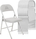 8 Pack White Padded Folding Chairs Set - Comfortable Stackable Portable Chairs for Indoor Outdoor, Events, Parties, Office, Wedding (PU Leather, Executive White,School Chair)
