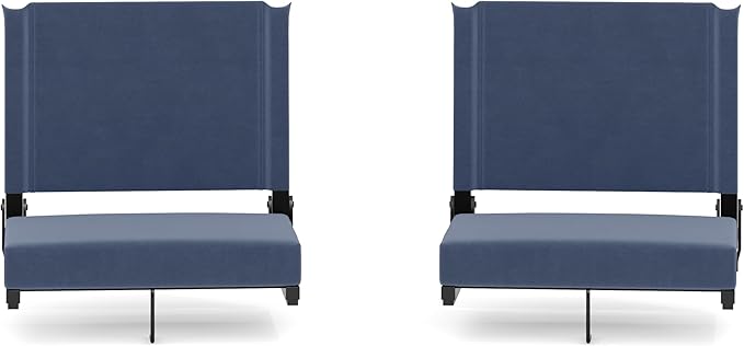 Flash Furniture Grandstand Portable Stadium Seats for Bleachers or Benches, Folding Padded Stadium Chairs with Handle, Pack of 2, 500 lb. Weight Capacity, Navy Blue