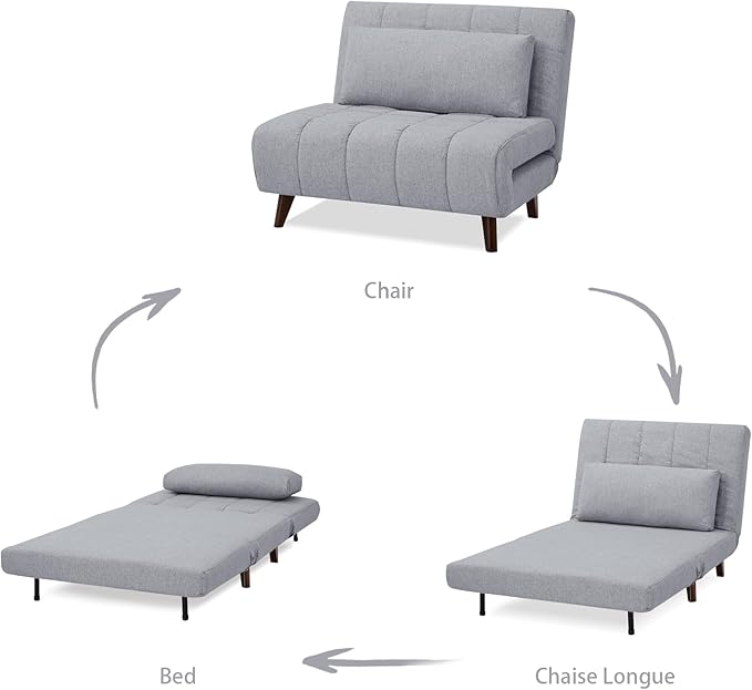 Artdeco Home 40" W Convertible Futon Chair with Matching Pillow(s) for Small Space Living Room and Apartment (Springfield, Moonlight)