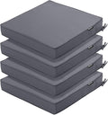 Outdoor Chair Cushions 18.5x16 Inch Waterproof Patio Chair Cushions with Tie 5 Year Color Fastness Thick Outdoor Seat Cushion for Patio Furniture Dark Grey Set of 4