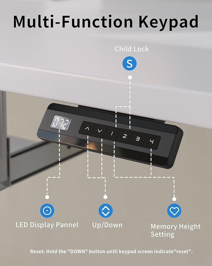 FEZIBO Standing Desk with Keyboard Tray, 60 x 24 Inch Adjustable Height Sit Stand Desk with Memory Presets for Home Office, Ergonomic Computer Workstation, White