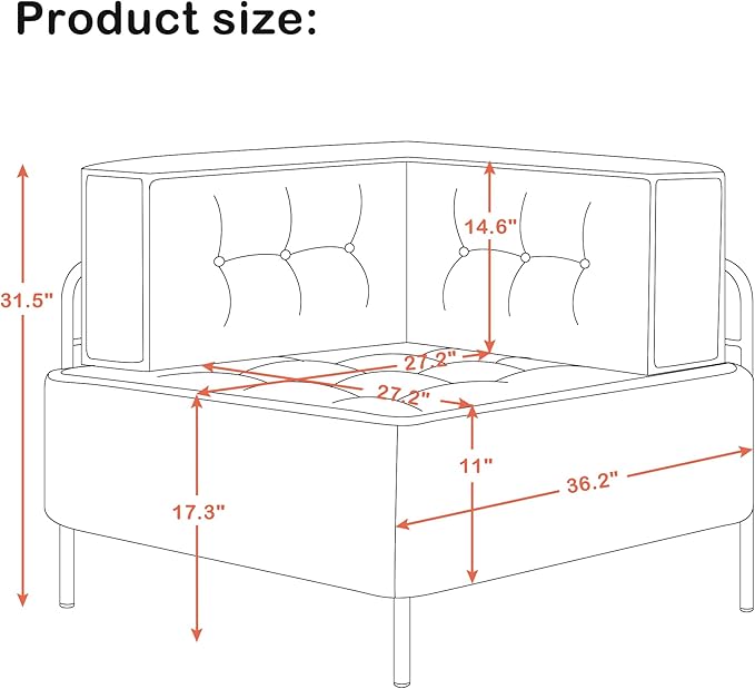 MCombo Modular Sofa Couch with Removable Cushion, Accent Sofa Chair, Upholstered Sofa for Living Room, Apartment, Office (Blue, Corner Seat)