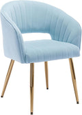 KCC Modern Velvet Desk Chair Accent Armchair Upholstered Tufted Chairs Dining Chairs, Tufted Vanity Chairs Side Chair with Gold Metal Legs for Dining Room Living Room Restaurant, 1 PC & Baby Blue
