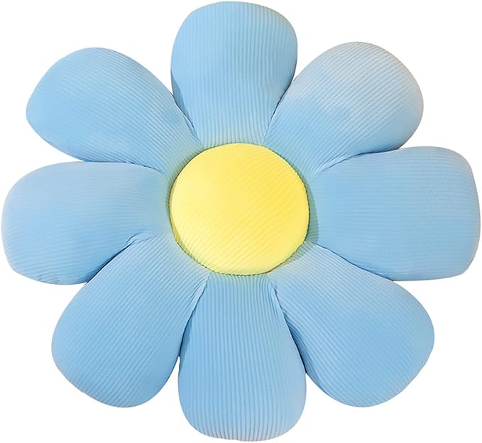 Grafingy Flower Pillow, Flower Shaped Throw Pillow Floor Pillow Soft Seating Cushion Room Decor Plush Pillow for Bedroom, Sofa, Bed, Reading (21 inch, Blue)