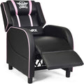 GYMAX Gaming Recliner, Massage Gaming Chair w/Adjustable Footrest, Remote Control & Side Pocket, Ergonomic Game Lounge Chair, Racing Style Single Theater Seat Game Sofa for Adults (Pink)