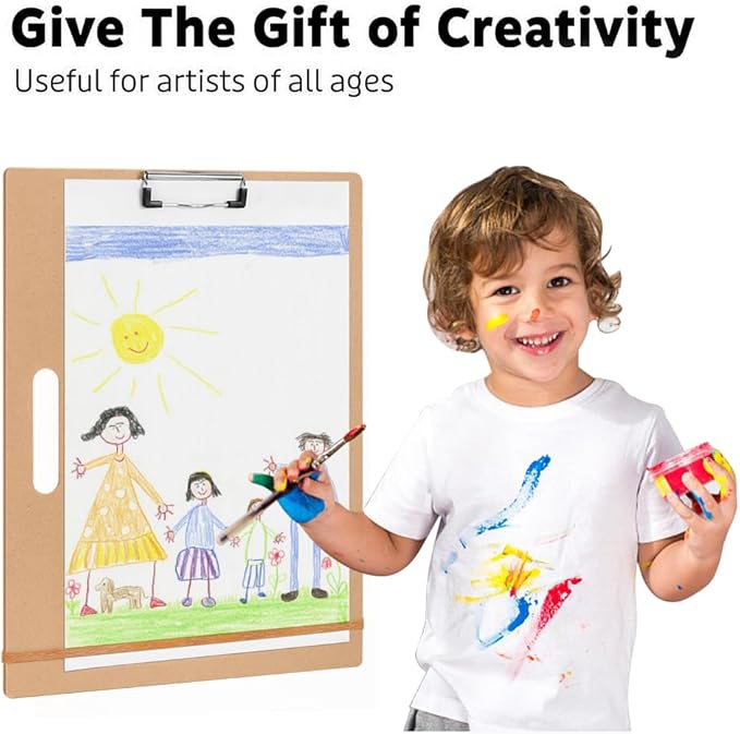 Drawing Board - 12" x 17" Sketch Board with Handle for Drafting Art - Portable Clipboard for Class or Studio Fit in Artists Tote