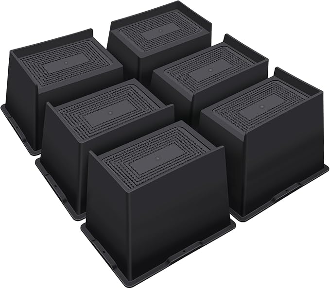 ANNKUT Bed Risers 5 Inch Heavy Duty,Oversized Couch Risers, Extra Wide Furniture Risers for Sofa Table Desk Headboard Chair Lifting,Rectangle Risering Blocks Support 6000 lbs(6 Pack Black)