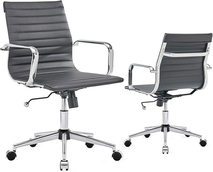 Desk Chair Comfortable Swivel Office Chair with Wheels and Armrests Wide Heavy-Duty Seat for Women and Men 22.83in Ergonomic Chair for Home Office，Black
