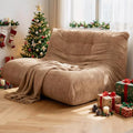 Sytopia Loveseat Bean Bag Chair, Oversized Reading Chair for Adults Ultra-Comfy, Corner Floor Sofa 40D Foam, Togo Sofa Furniture for Living Room Bedroom Gaming, Cashmere Beige