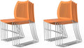 VINGLI Stacking Chairs Set of 10 Stackable Office Chairs with Metal Sled Base, Ergonomic Plastic Seat & Holes Back, Stacking Chairs for Waiting Room Break Room Banquet Guest, Orange