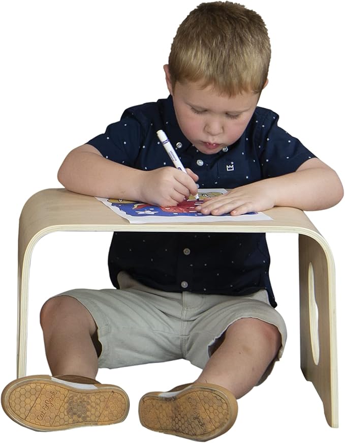 Kids Lap Table, Ergonomic Portable Lap Desk, Activity Table, Breakfast/Bed Table, Natural [Set of 4]