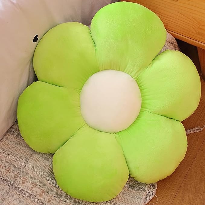 lannery Flower Plush Throw Pillows, Flower Floor Pillow Seating Cushion Toy for Reading, Room, Watching TV (25.6", Green)