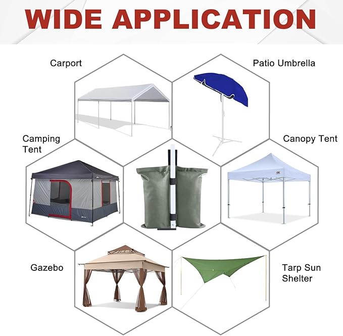 ABCCANOPY Canopy Weights 120 LBS Gazebo Tent Sand Bags,4pcs-Pack (Gray)