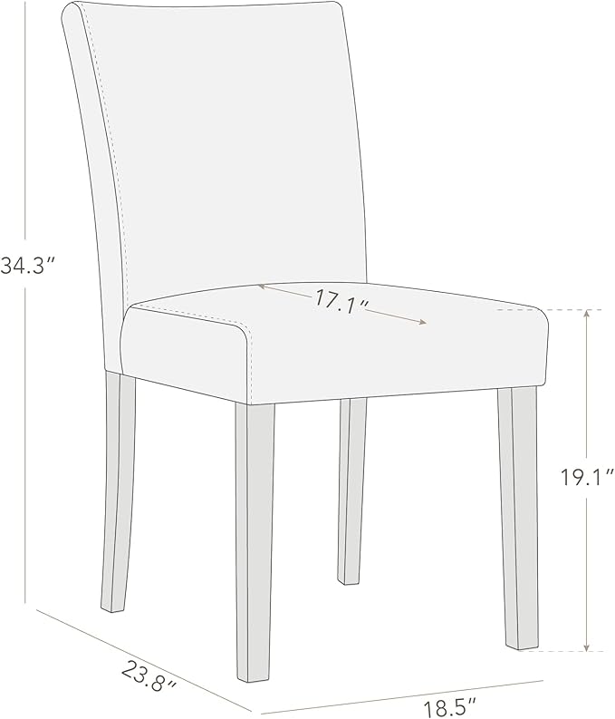 Watson & Whitely Upholstered Dining Chairs Set of 4, Faux Leather Armless Dining Room Chairs with Solid Wood Legs & Back Side Chair for Kitchen, Living Room, Restaurant, Light Grey