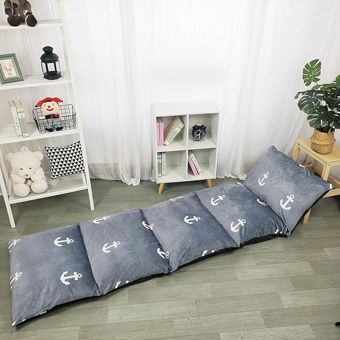 ICOPUCA Floor Lounger Pillow casing for boy Girl, Soft Minky Plush, Anchor Print, Cover/Sleeve Only! Perfect Reading and Watching TV Cushion - Excellent for Sleepovers, Queen Size;