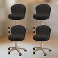 HDHNBA Small Desk Chair Round Rolling Chair with Back PU Leather Height Adjustable Swivel Vanity Work Computer Stool Chair for Home Office Bedroom, Set of 4
