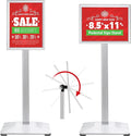 VAIIGO Pedestal Sign holder Stand 8.5x11inch Adjustable Standing Floor Sign Stand with Heavy Base & Snap Frame Display Stand for Indoor Outdoor Business Store Sign Holder Poster Stand (Silver)