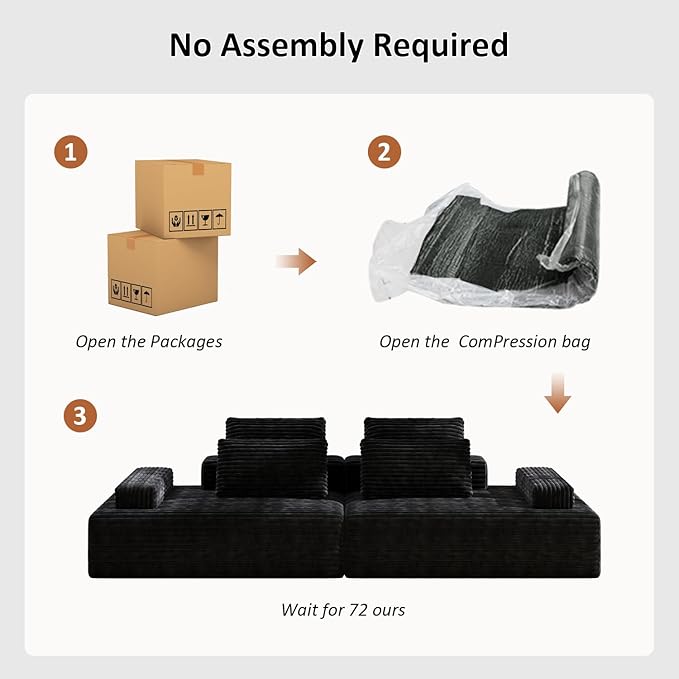 111" Boneless Chaise Lounge Chair Indoor Oversized Sleeper Loveseat Sofa Bed, Cloud Couch Sectional, for Living Room, Modular Sectional Sofa,Corduroy Sofa, with Deep Seat, No Assembly Required