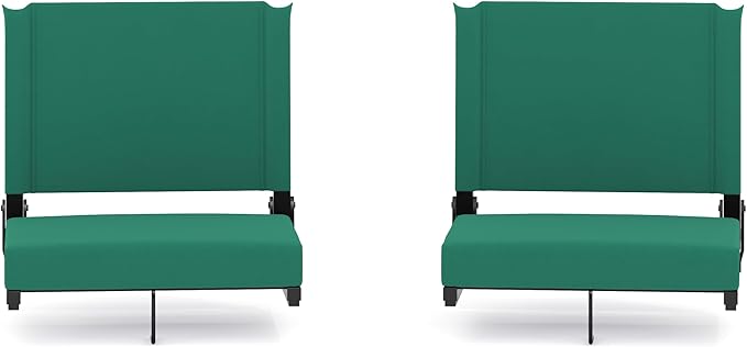 Flash Furniture Grandstand Portable Stadium Seats for Bleachers or Benches, Folding Padded Stadium Chairs with Handle, Pack of 2, 500 lb. Weight Capacity, Hunter Green