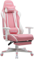 GTPLAYER Gaming Chair with Footrest, Ergonomic Computer Game Desk Chair, Reclining Game Chair Seat Height Adjustment, Swivel Rocker with Headrest and Lumbar (Pink)