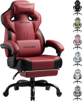 GTPLAYER Gaming Chair, Computer Chair with Footrest and Lumbar Support for Adults, 360°-Swivel Big & Tall Reclining Seat for Office or Gaming (Wine Red)