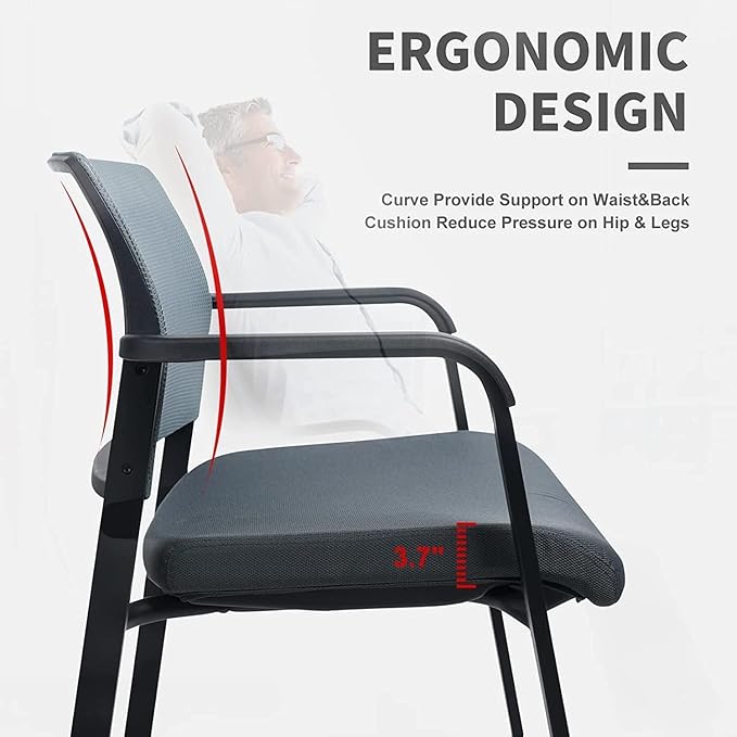 CLATINA Rolling Conference Room Chairs, 1 Pack Stackable Conference Room Chairs with Wheels and Paddle, Ergonomic Mesh Back and Arms for Meeting, Conference, Training Room & Home Office (Grey)