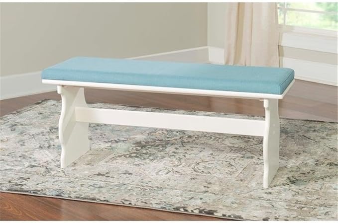 Riverbay Patio Conversation Indoor 3 Piece Kitchen Corner Nook Table Booth Bench Breakfast Dining Set in Capri Blue