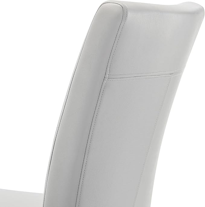 Watson & Whitely Upholstered Dining Chairs Set of 4, Faux Leather Armless Dining Room Chairs with Solid Wood Legs & Back Side Chair for Kitchen, Living Room, Restaurant, Light Grey