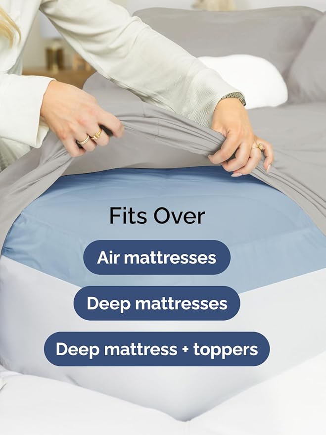 Extra Deep Pocket Twin Sheets - 3 Piece Breathable & Cooling Bed Sheets - Hotel Luxury Bed Sheet Set - Soft, Wrinkle Free & Comfy - Easily Fits Extra Deep Mattresses - Deep Pocket Light Grey Sheets
