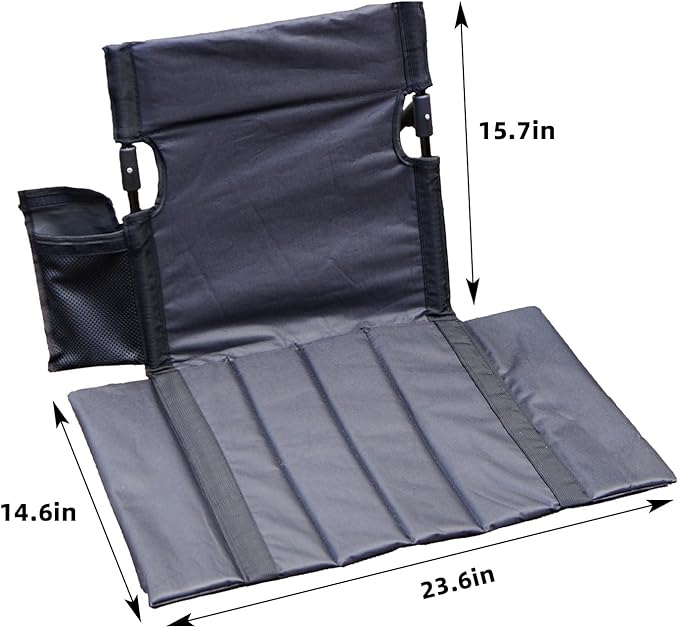 Extra large folding camping backrest with cup holder,Lightweight portable outdoor large chair for beach, park, lawn, and travel,Aluminum frame, comfortable & durable lazy backrest (Carbon Black)