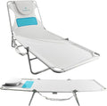 Ostrich Outdoor Lightweight Folding Adjustable Reclining Ladies Mens Comfort Chaise Lounge Beach Chair for Tanning Pool Lake Patio Lawn Camping, White