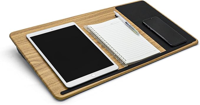 Lap Desk with Soft Cushion and Wrist Rest – Portable Laptop Desk for Bed, Couch & Home Office, Removable Mouse Pad & Anti-Slip Strip for 17 inch Laptop (Large, Wood Pattern)