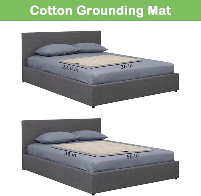 MAOOHON Grounding Mat,Grounding Pad for Bed, Earth Connected Mat with Cotton Silver Fiber,Improves Sleep Wellness(Beige,35x50 Inch)