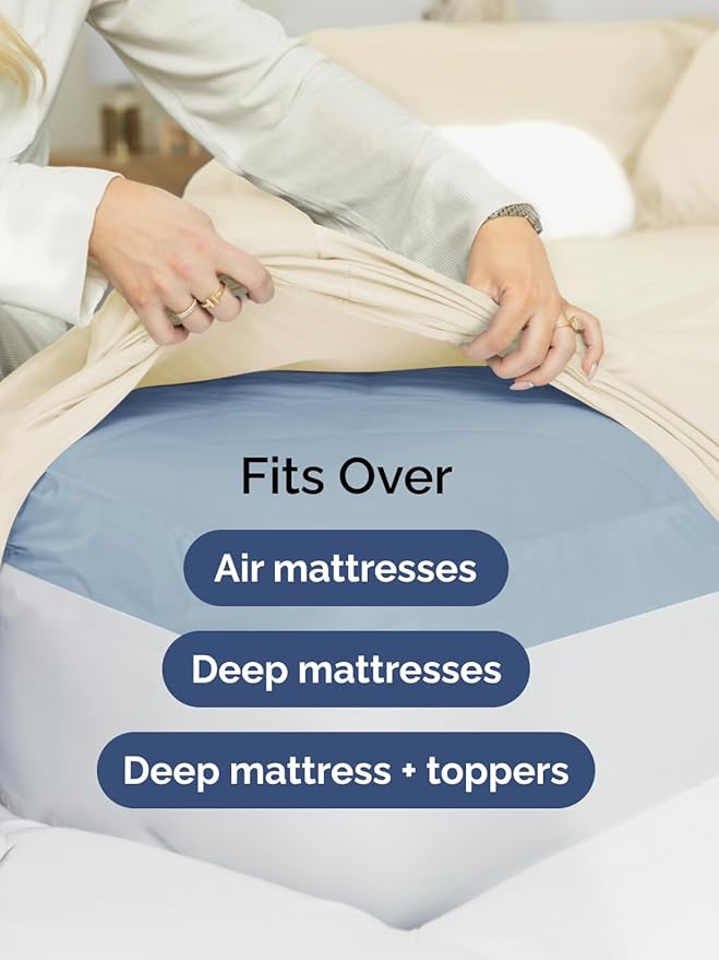 Extra Deep Pocket Twin XL Sheets - 3 Piece Breathable & Cooling Bed Sheets - Hotel Luxury Bed Sheet Set - Soft, Wrinkle Free & Comfy - Easily Fits Extra Deep Mattresses - Deep Pocket Off White Sheets