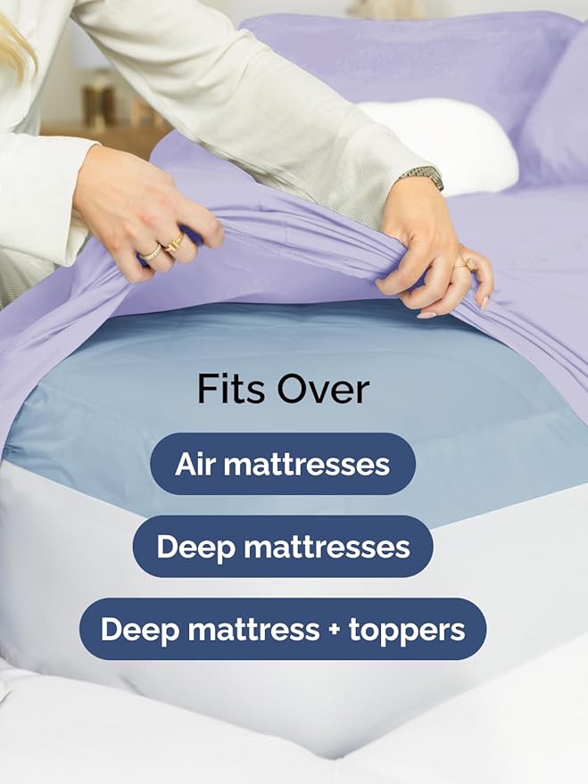 Extra Deep Pocket Twin Sheets - 3 Piece Breathable & Cooling Bed Sheets - Hotel Luxury Bed Sheet Set - Soft, Wrinkle Free & Comfy - Easily Fits Extra Deep Mattresses - Deep Pocket Lavender Sheets Set