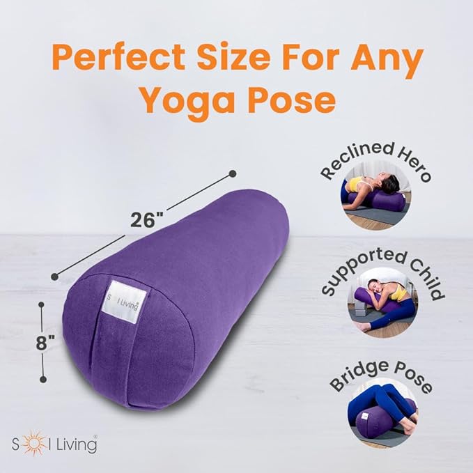 Sol Living Yoga Bolster Pillow Rectangular Meditation Cushion Cotton Meditation Accessories for Restorative Yoga Meditation Pillow Yoga Pillow Firm Body Pillow Bolster Pillow for Legs Removable Cover