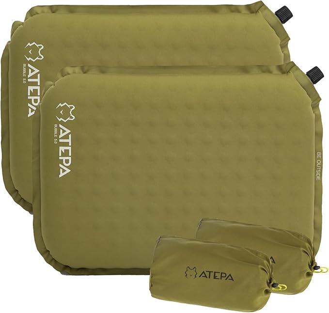 ATEPA Inflatable Seat Cushion, Self-Inflating Portable Stadium Airplane Travel Foam Cushion Pad for Camping, Sports Events, Outdoor