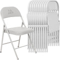 10 Pack White Padded Folding Chairs Set - Comfortable Stackable Portable Chairs for Indoor Outdoor, Events, Parties, Office, Wedding (PU Leather, Executive White,School Chair)