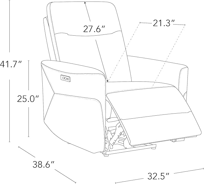 CHITA Genuine Leather Power Recliner Chair for Adults, Electric Wall Hugger Recliner for Small Spaces, Modern Living Room and RV Recliner Chair with Adjustable Power Headrest & Charging Ports, Brown