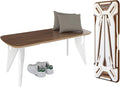 HOEK Modern Bench with One-Click Assembly - Multipurpose Seating for Dining Room, Entryway, or Home Office, Compact 42" x 18" Durable Laminate Surface & Plywood Frame (Walnut/White)