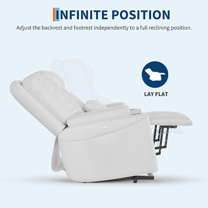 Power Lift Recliner Chair, Easy Lift Assist for Elderly, 3-Position Recline, Storage Pockets & Cup Holders, USB Charging Ports, Remote Control Operation, Living Room or Bedroom Comfort, White