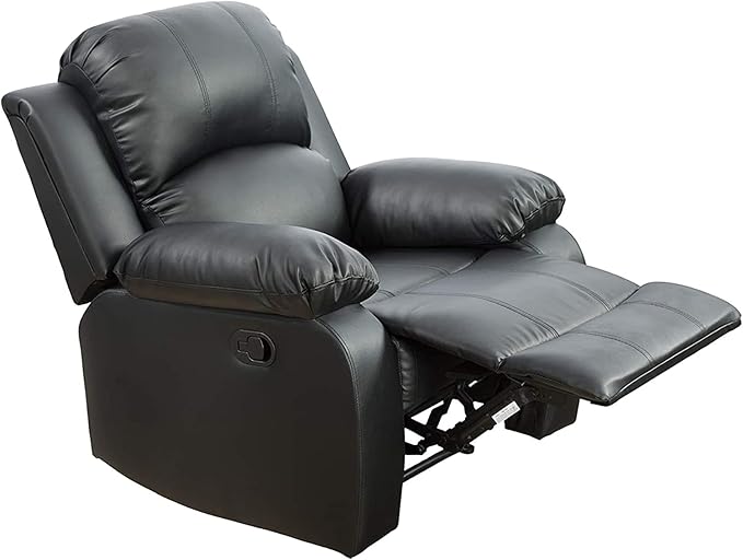 AYCP Bonded Leather Living Room Furniture Set Reclining Sofa Set Loveseat Furniture Sets in Living Room Sofa Recliners (Chair, Black)
