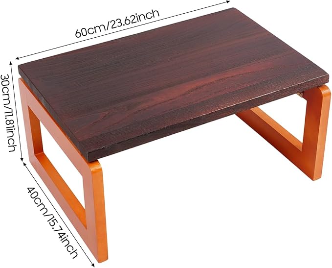 DYRABREST Japanese Floor Table, Wooden Portable Coffee Table, Altar Table for Meditation with Foldable Legs, Low Table for Sitting on The Floor, 23.6''x 15.7''x 11.8''